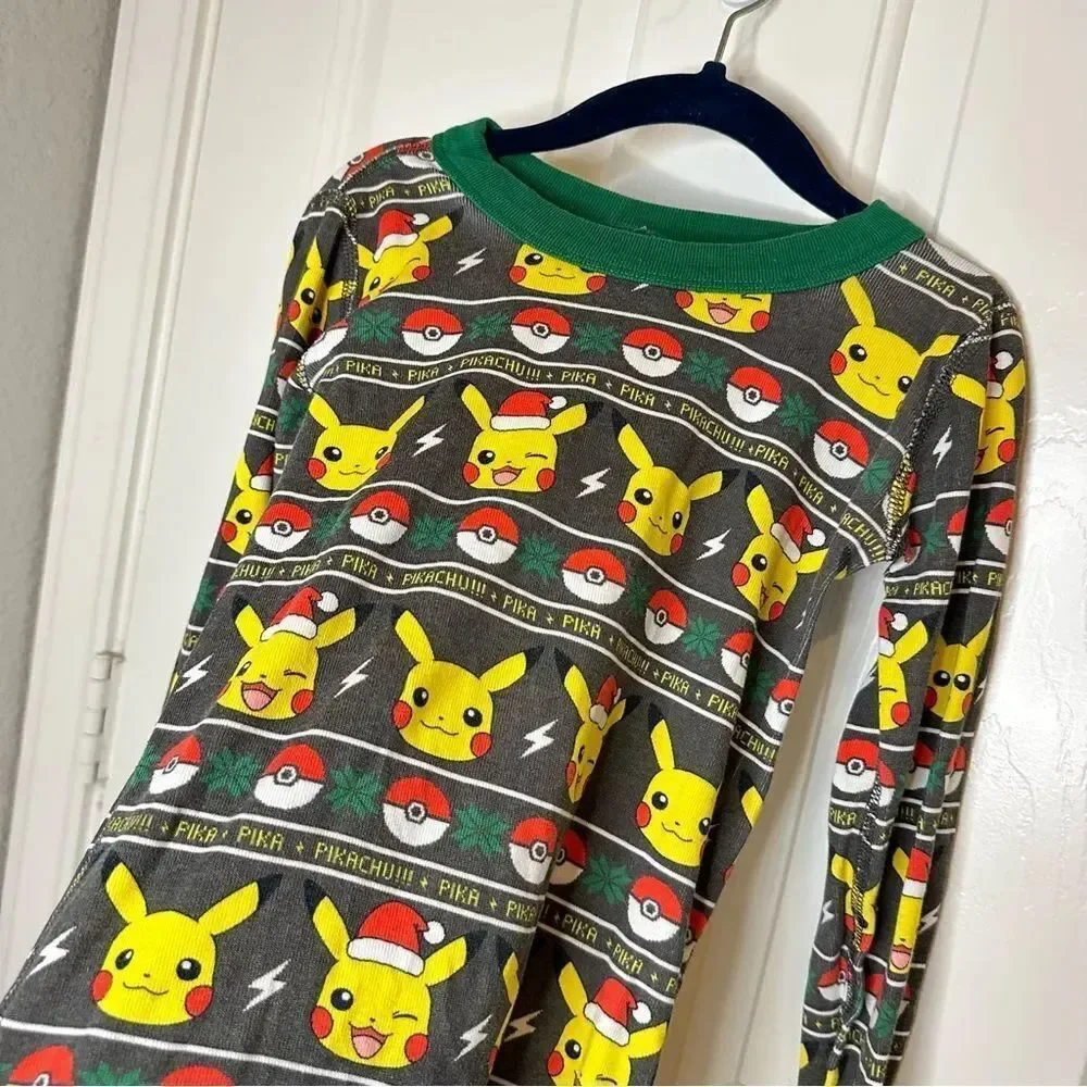 Hanna Andersson X Pokémon Pikachu Pokéball Christmas Fair Isle Long John PJ Set
